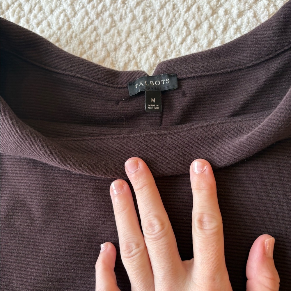 Talbots Chocolate Brown Ribbed Top - Picture 2 of 3